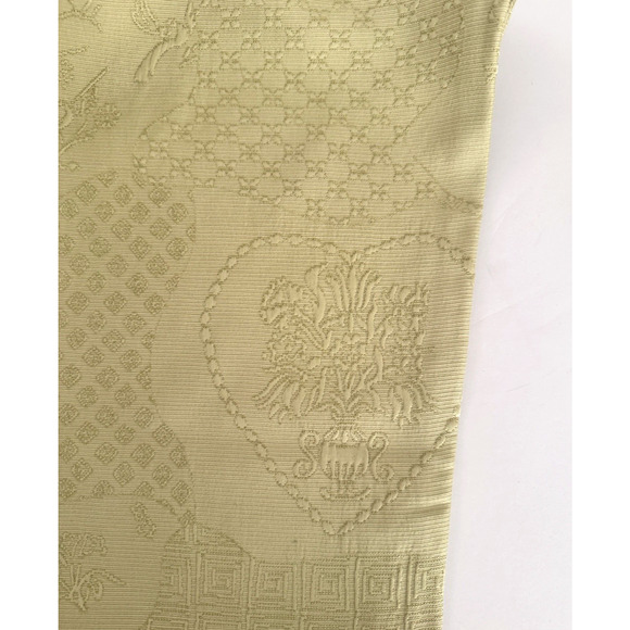 Vintage Rena Lange Coat Pant Set 6 Soft Yellow-Green Jacquard Silk Beaded Belt - Picture 7 of 12